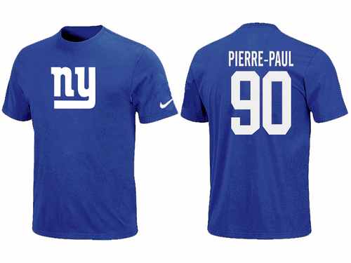 Nike New York Giants #90 Jason Pierre-Paul Name & Number NFL T-Shirt - Blue